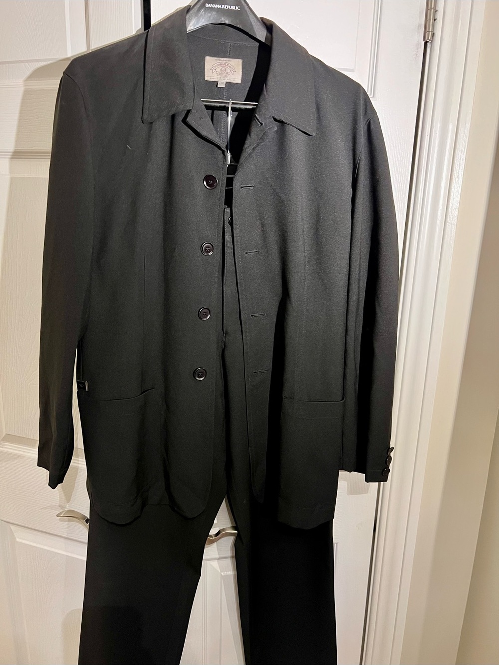 Giorgio Armani Black Single-Breasted Trench Jacket